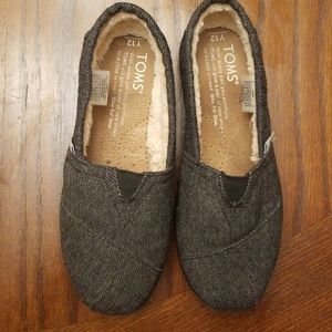 TOMS grey tweed slip on shoes